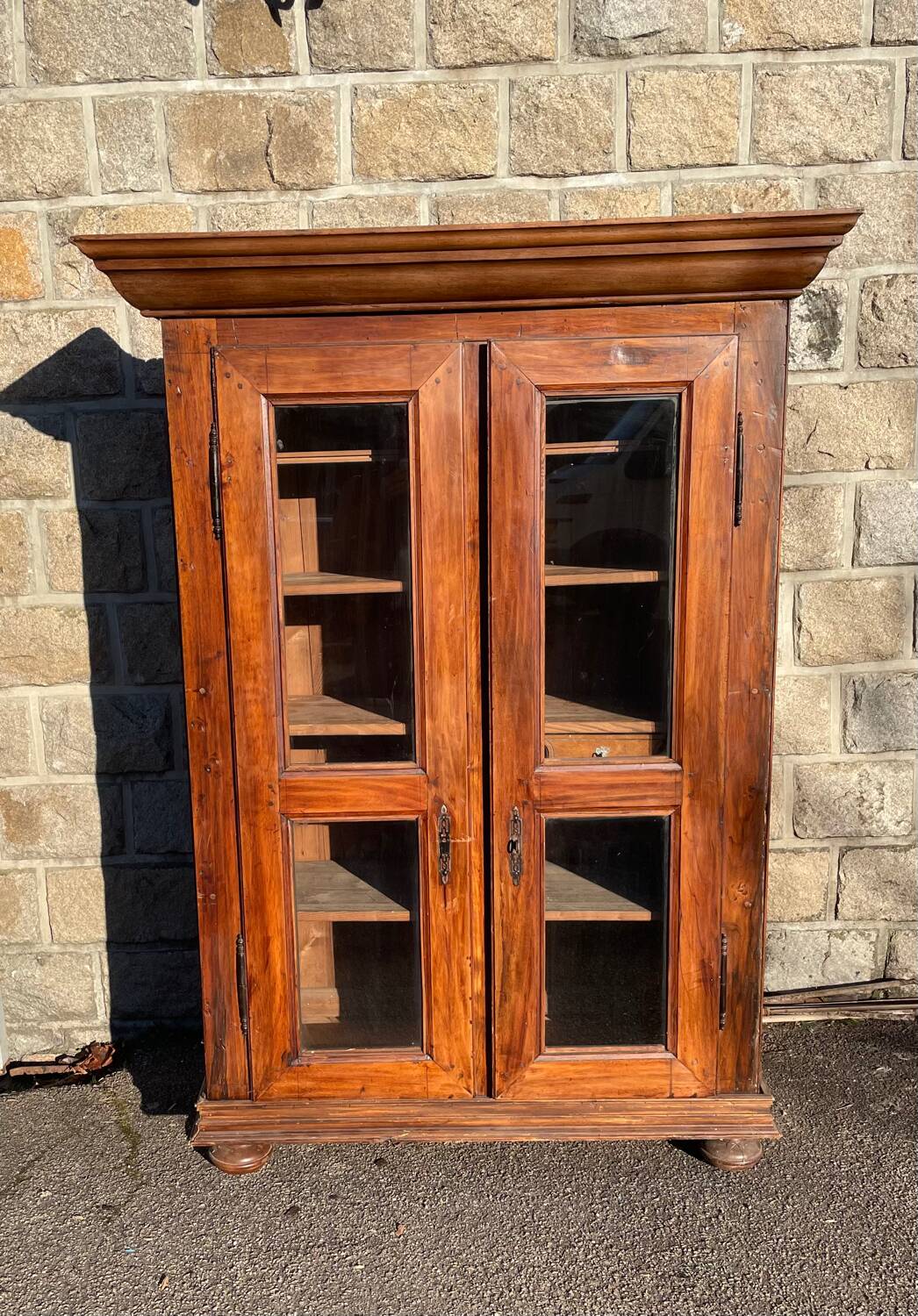 French walnut glass cabinet