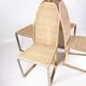 Suite de 4 chaises vintage en métal doré et osier