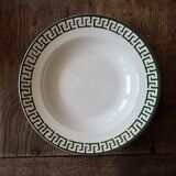 Set of 12 green patterned soup plates, Badonviller earthenware