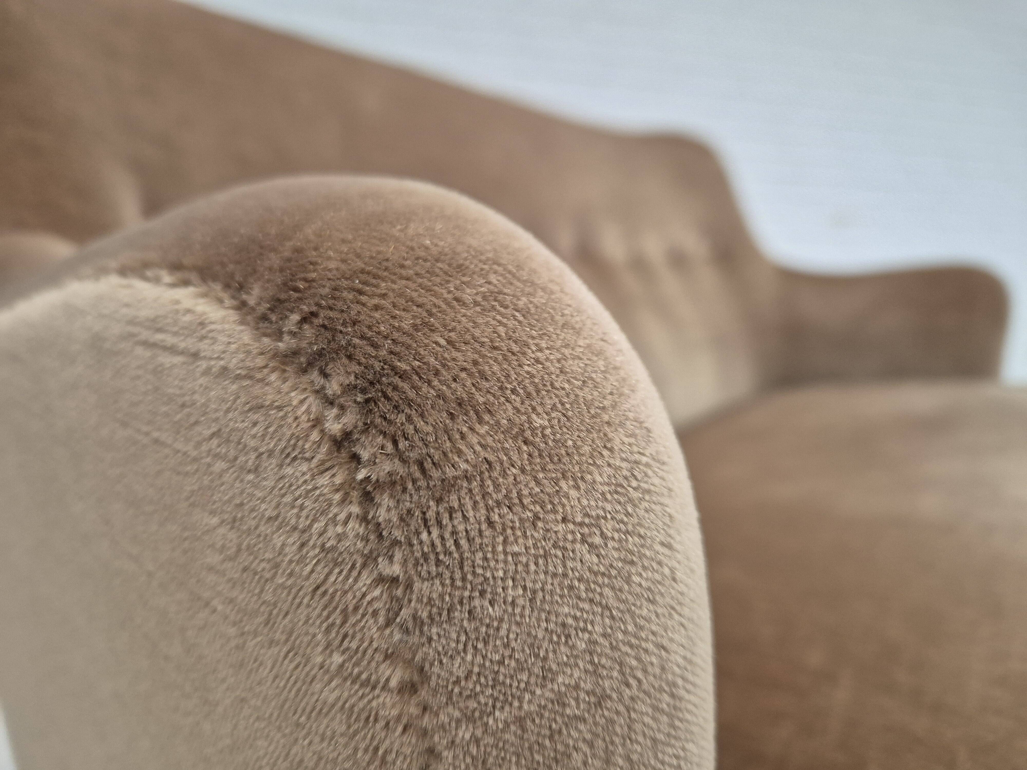 1970s, Danish 2 seater sofa, original condition, green furniture velour.