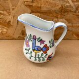 Antique Deshoulleres Deswarte Pitcher White Ceramic Painted Decor Vintage
