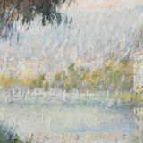 Pastel représentant un paysage au bord de l'eau par Gregory Davies