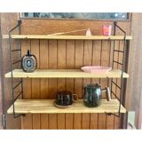 Modular wire shelf string wood and metal
