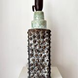 Lampfoot table lamp in stoneware with dots and relief from PM Keramik, Denmark, 1970s