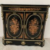Meuble Napoléon III en bois noir et marqueterie de bois clair XIX siècle