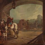 Italian painting signed Mattia Traverso, genre scene