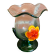 Vintage Murano Glass Vase with Orange and Yellow Flower Decoration, Italy
