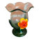 Vintage Murano Glass Vase with Orange and Yellow Flower Decoration, Italy