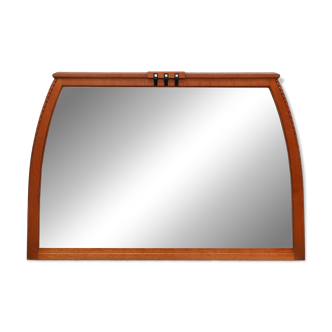Rare miroir de cheminée Art Nouveau en chêne de Geo Vervanck avec miroir à facettes