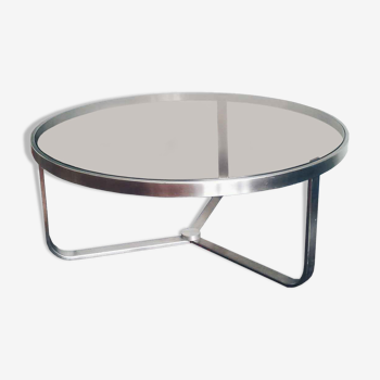 Modernist coffee table glass and metal