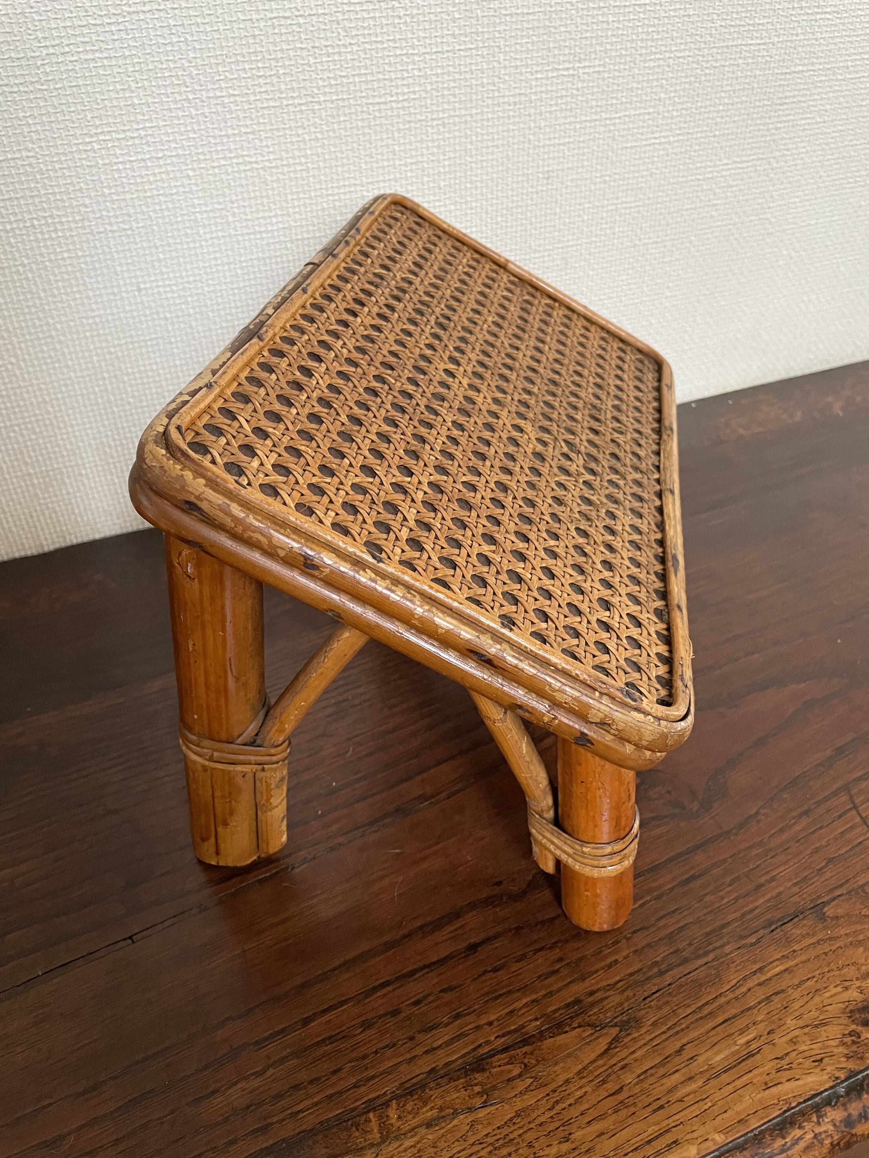 Rattan and cane footrest from the 1950s