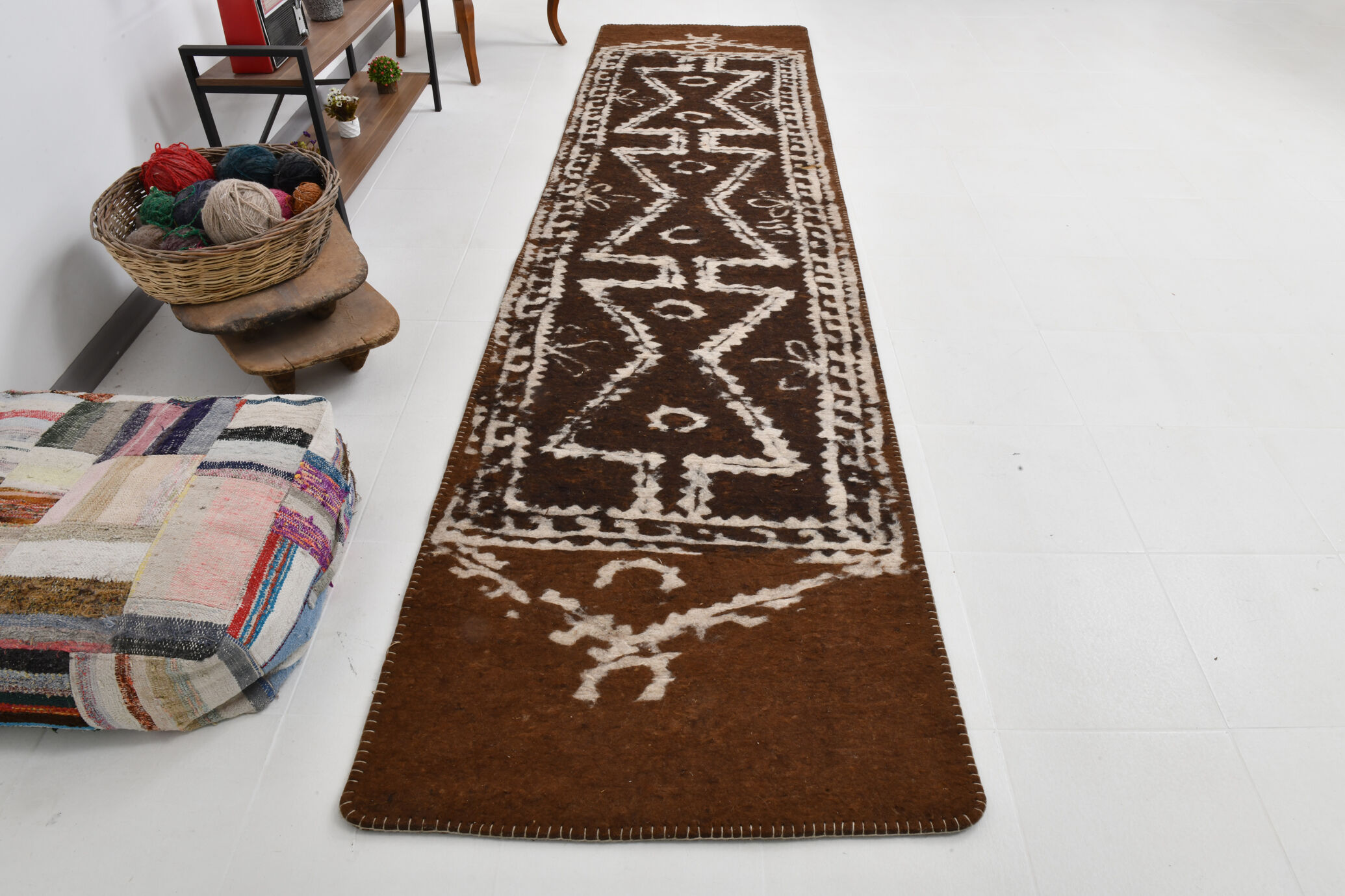 3x13 unique anatolian vintage runner rug,101x398cm