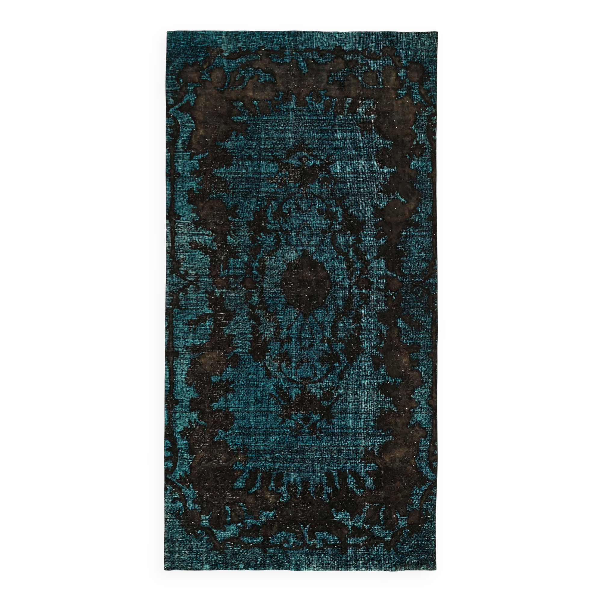 Overdyed Wool Vintage Handmade Carved Rug 169 cm x 288 cm