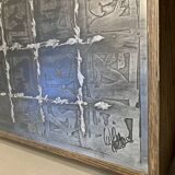 Large walnut and metal wall decoration "Design 1950"