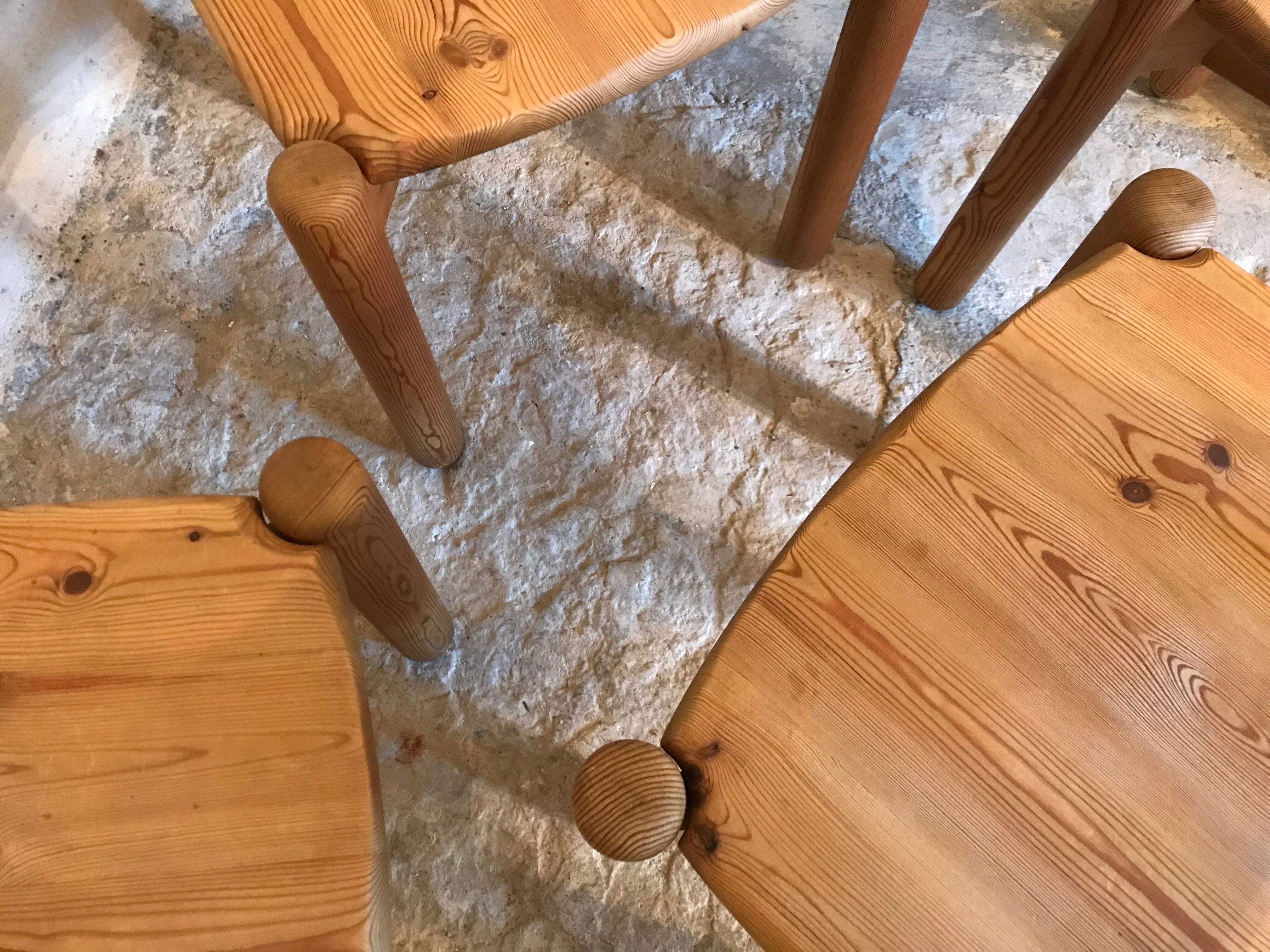 Set of 4 solid pine chairs by Rainer Daumiller, Germany 1960