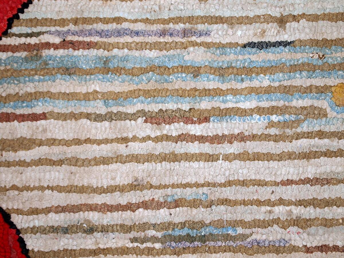Tapis Hooked Antique Américain, Années 1920, Élégance Florale