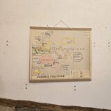 Old geography map school map Oceania political and physical co