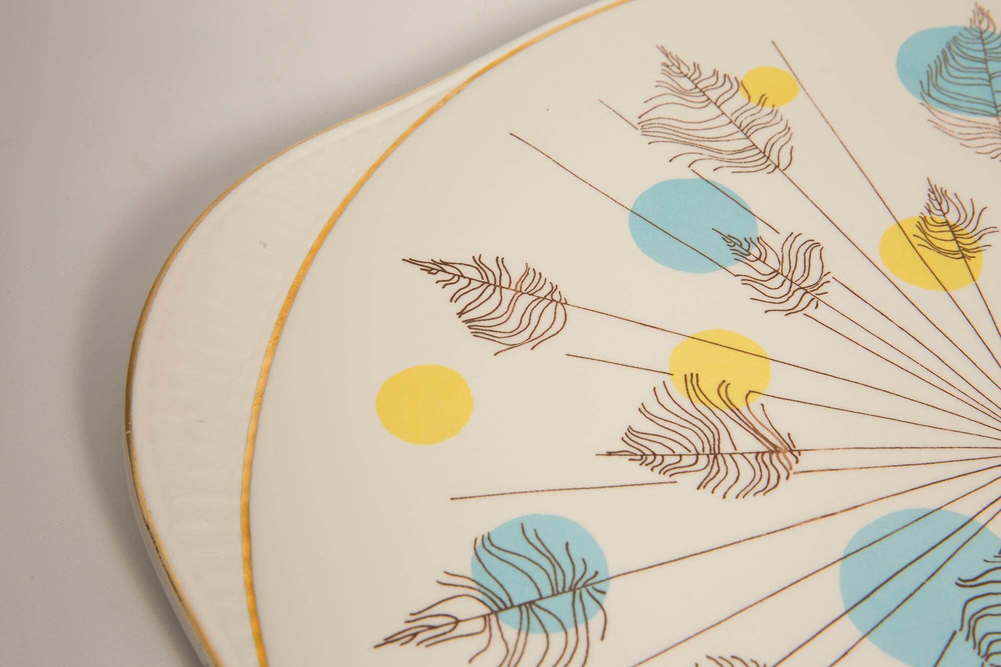 Vintage decorative plate with flowers, mid-century, Germany, 1970s.