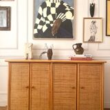 Buffet en bambou et rotin vintage