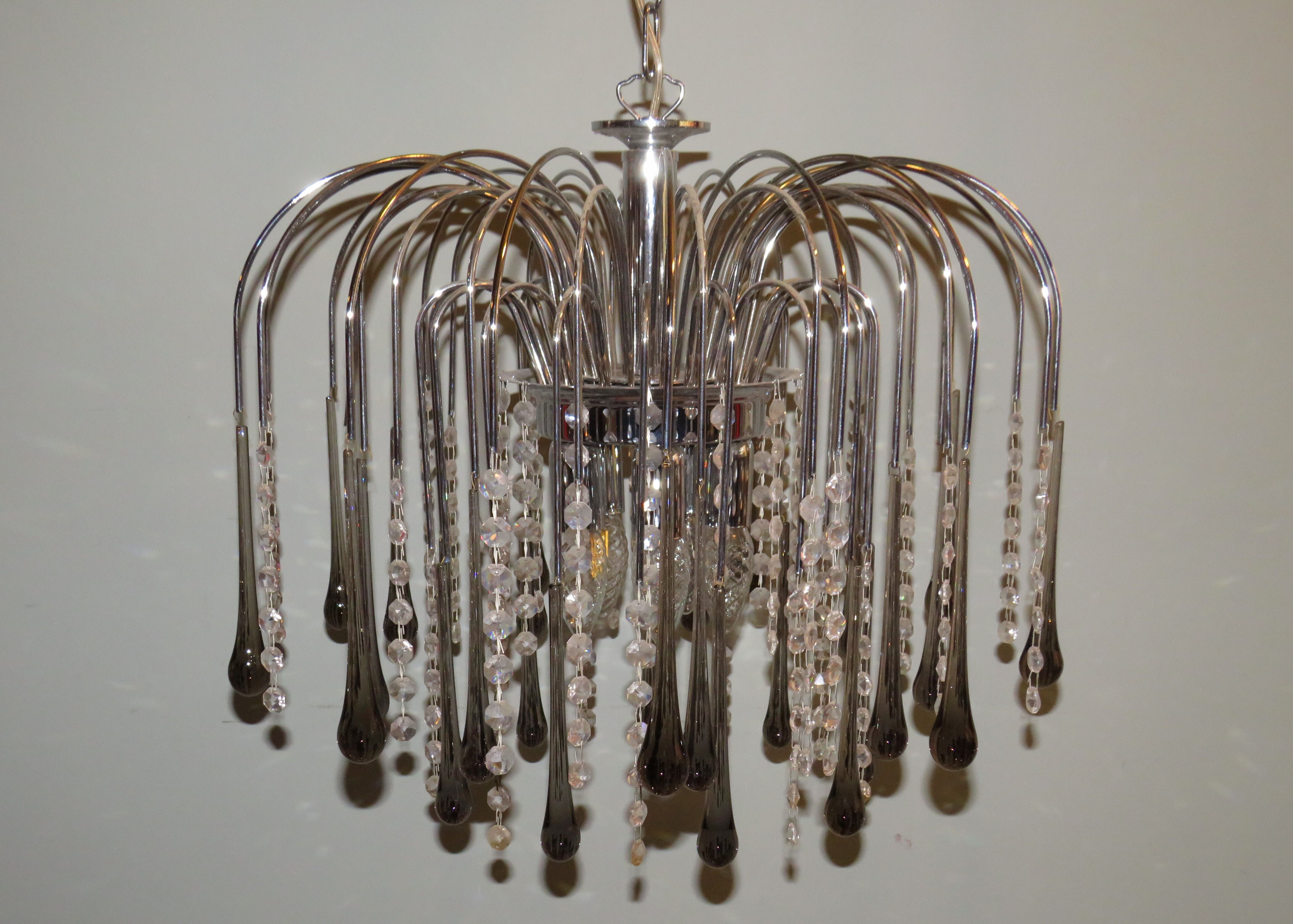 Italian Murano glass waterfall chandelier 1960