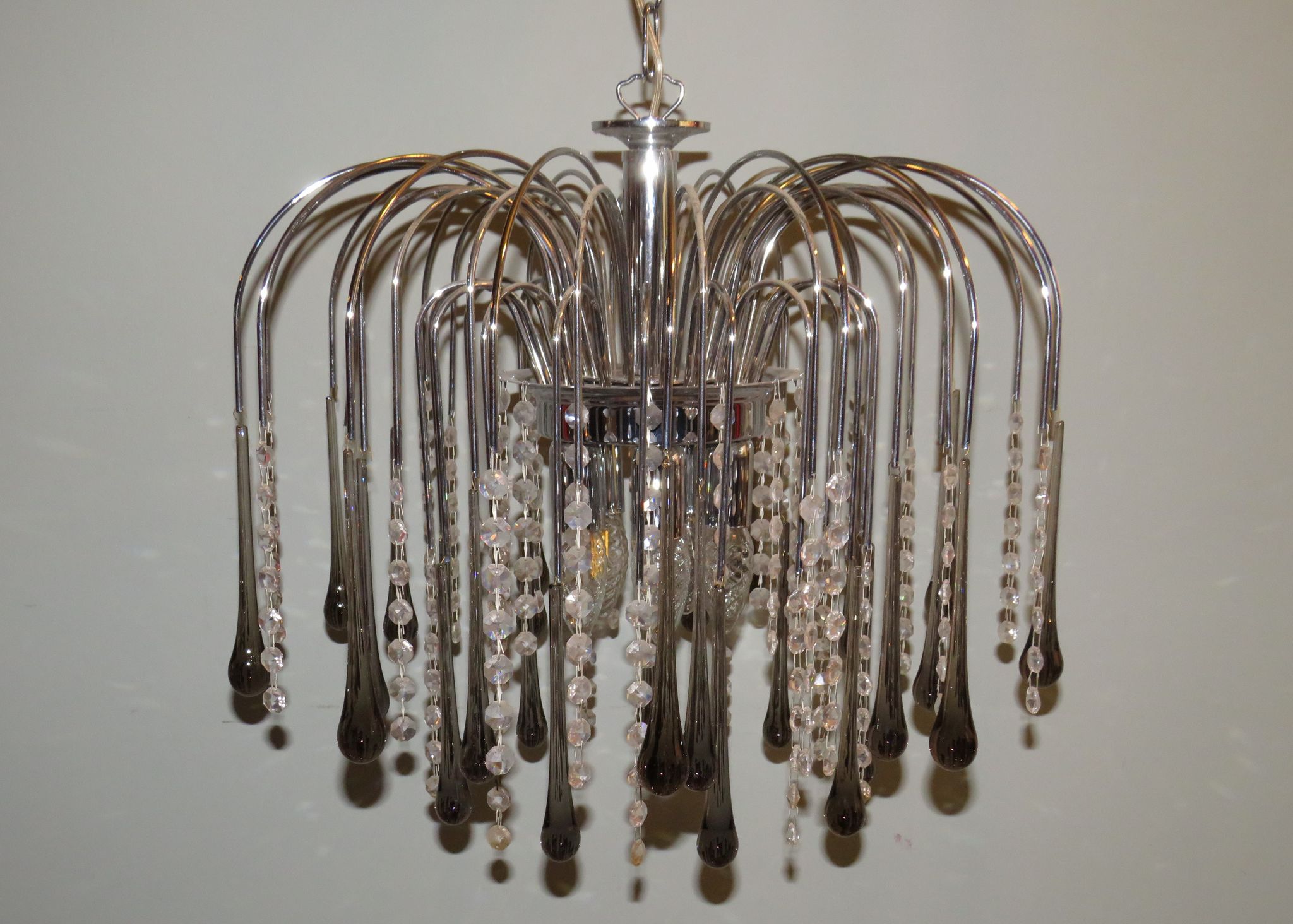 Lustre cascade en verre de Murano italien 1960