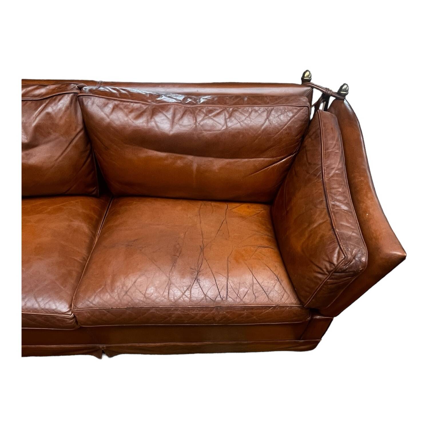 Canapé confortable en cuir véritable avec pieds de support