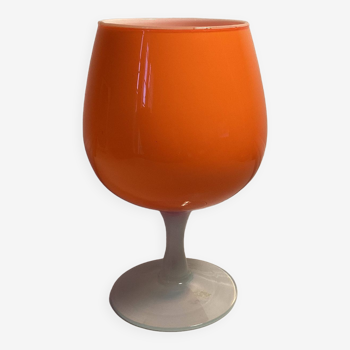 Vase ,cache pot en verre orange