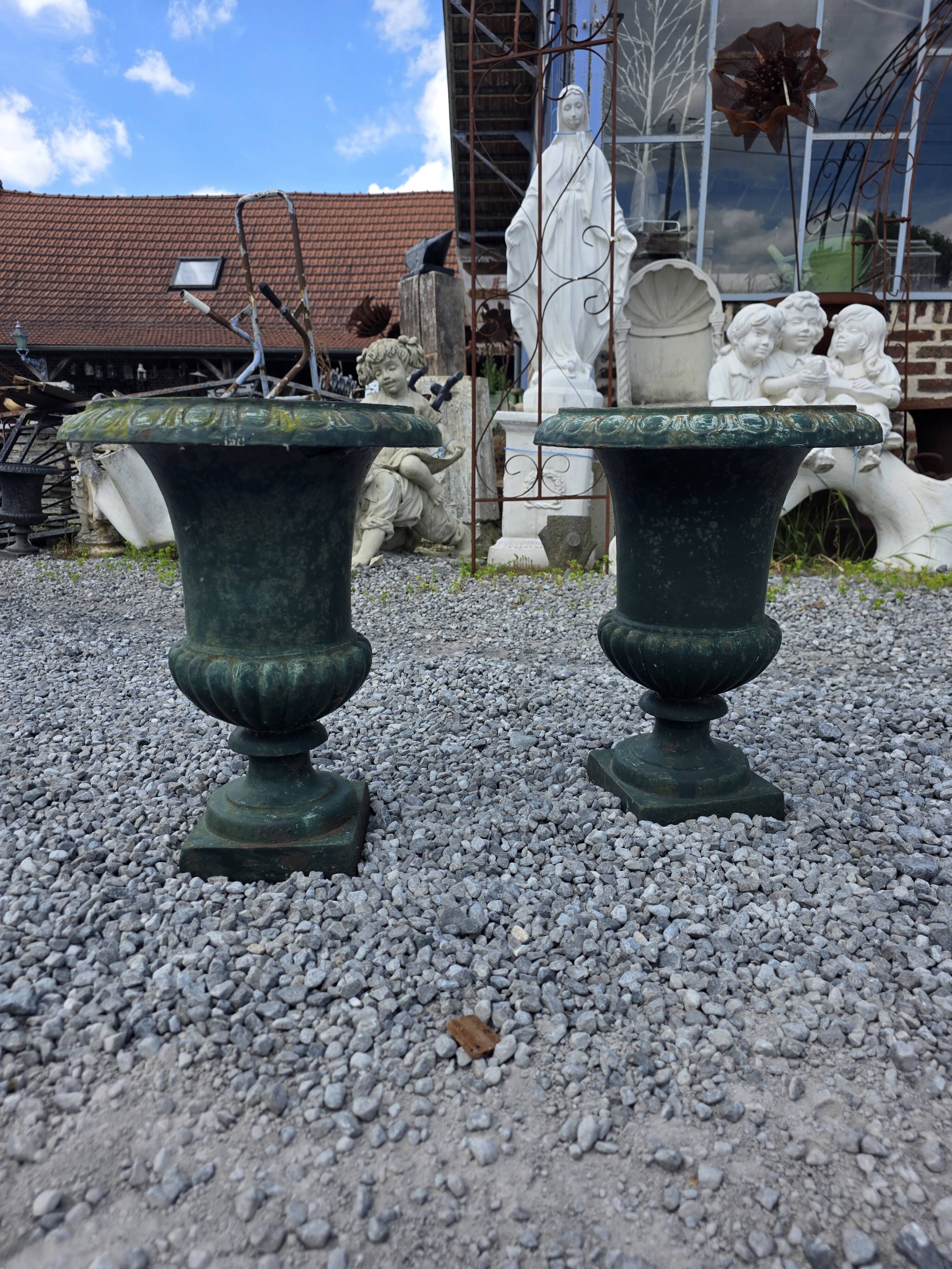 Pair of antique Medici vases in cast iron