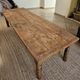 XXL coffee table in solid raw elm wood with 2 drawers, rustic antique.