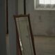 Danish wall mirror in solid oak from the mid-20th century, Scandinavian modern design.