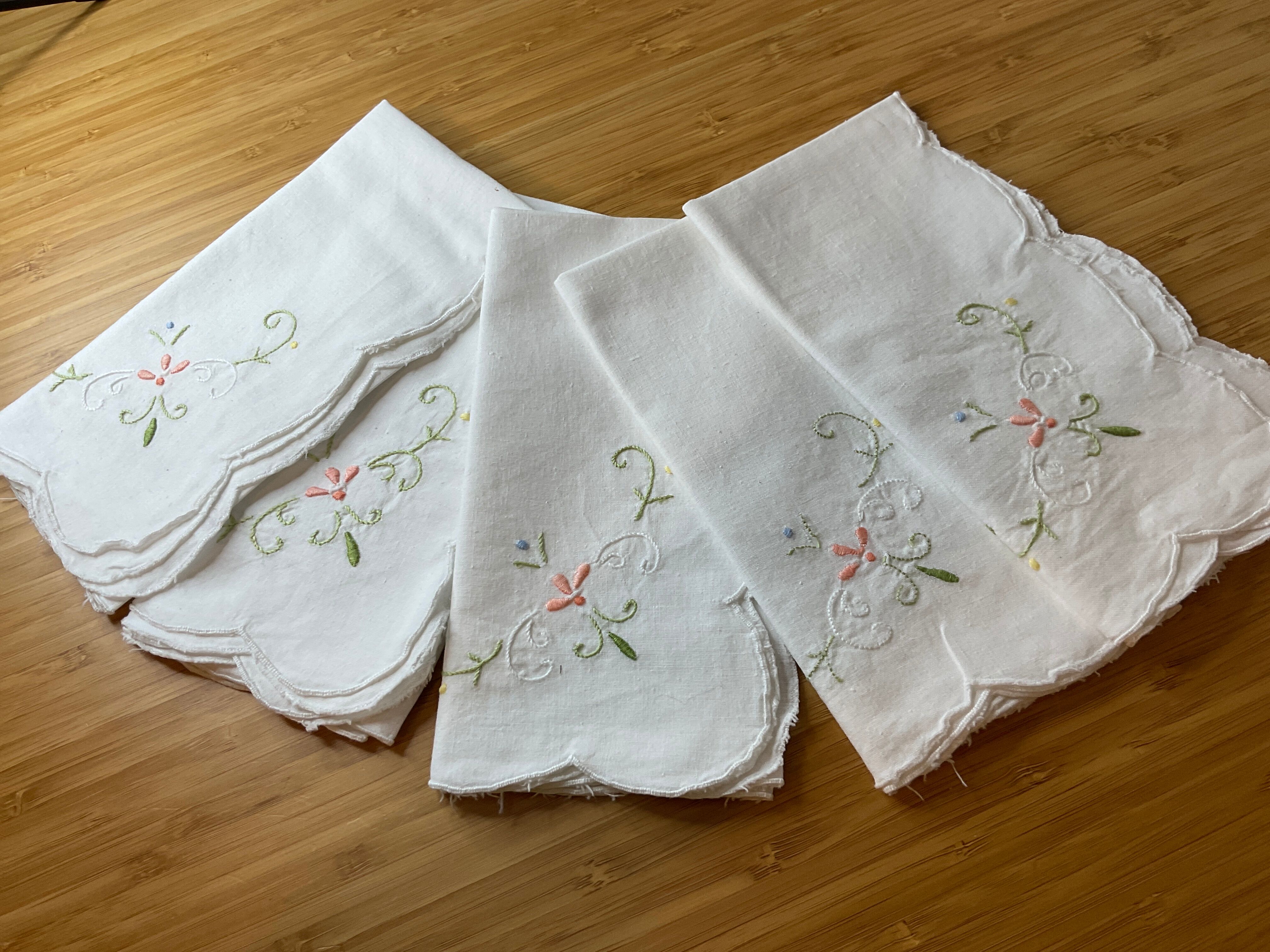 Five cotton napkins and hand embroidery