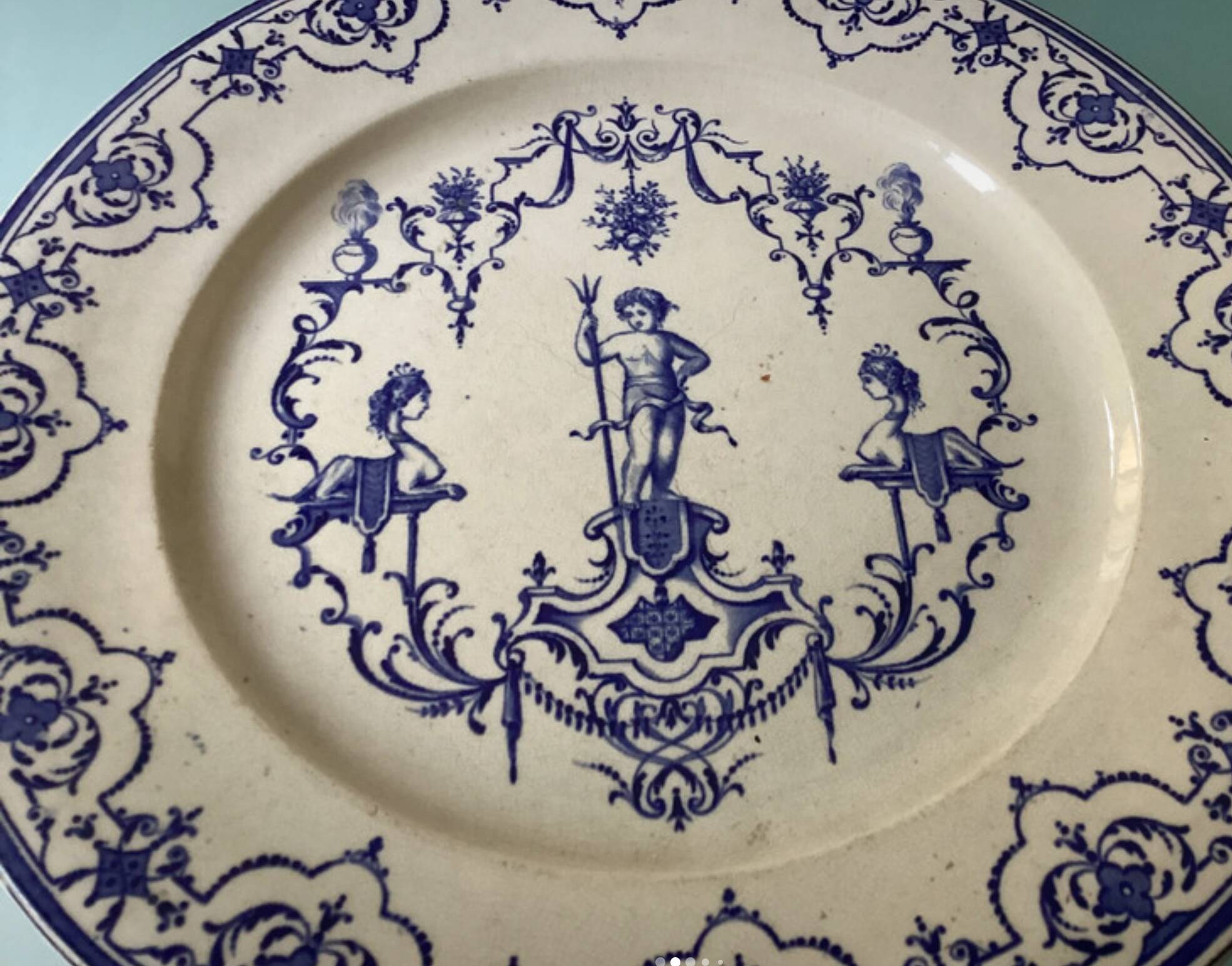 Antique Moustiers earthenware dish