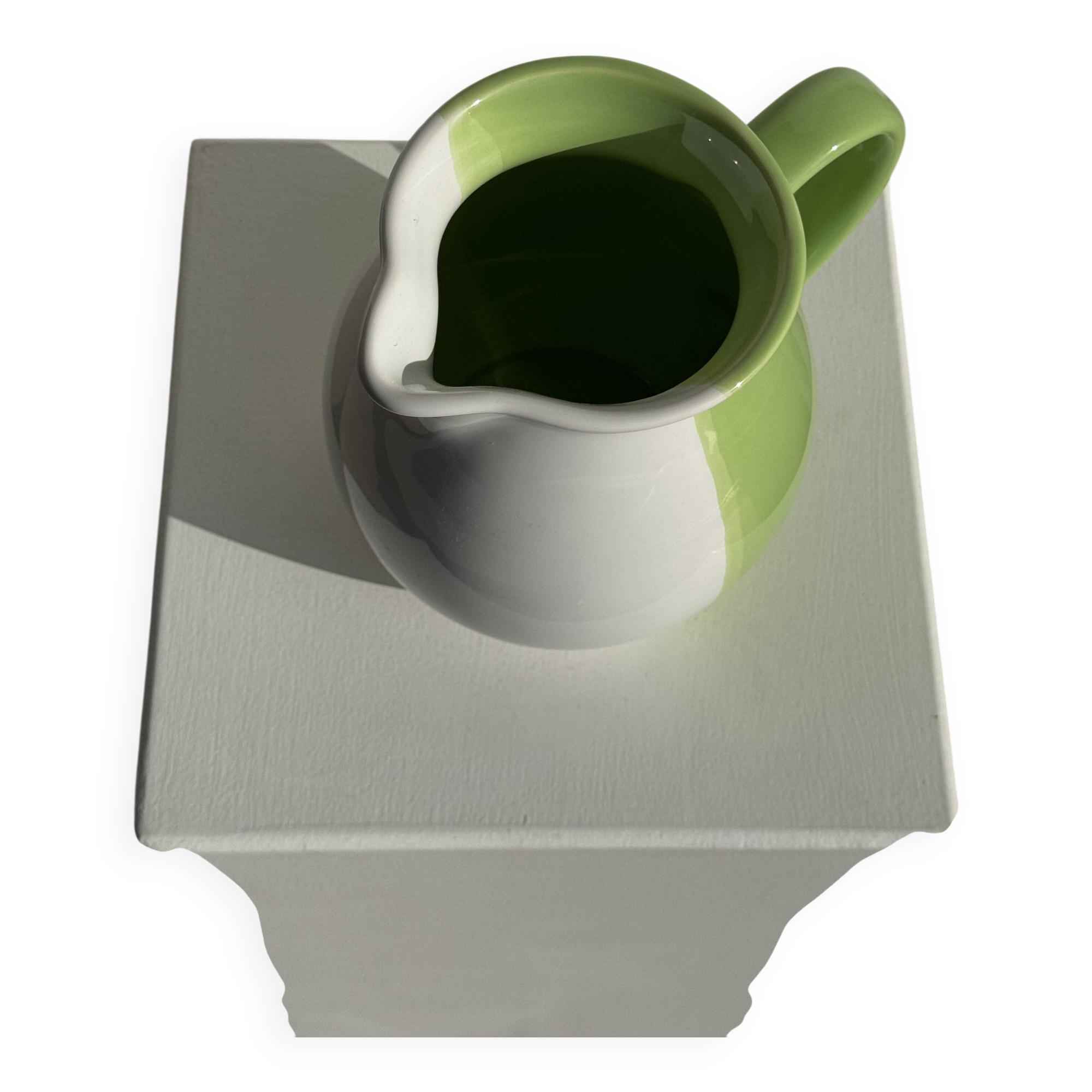 90s white and green ceramic carafe H17 D11