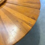 Unique round solid pine dining table, 1970s