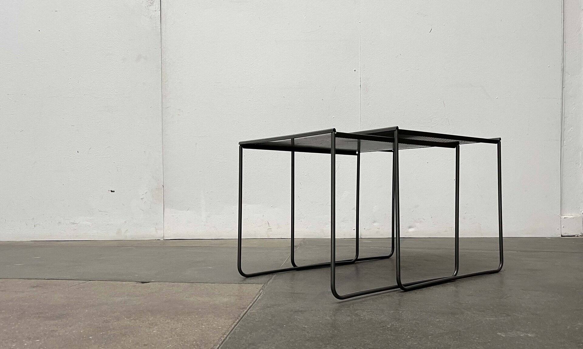 Postmodern perforated metal nesting side tables from Ikea, 1980s, set of 2.