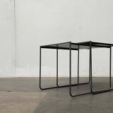 Postmodern perforated metal nesting side tables from Ikea, 1980s, set of 2.