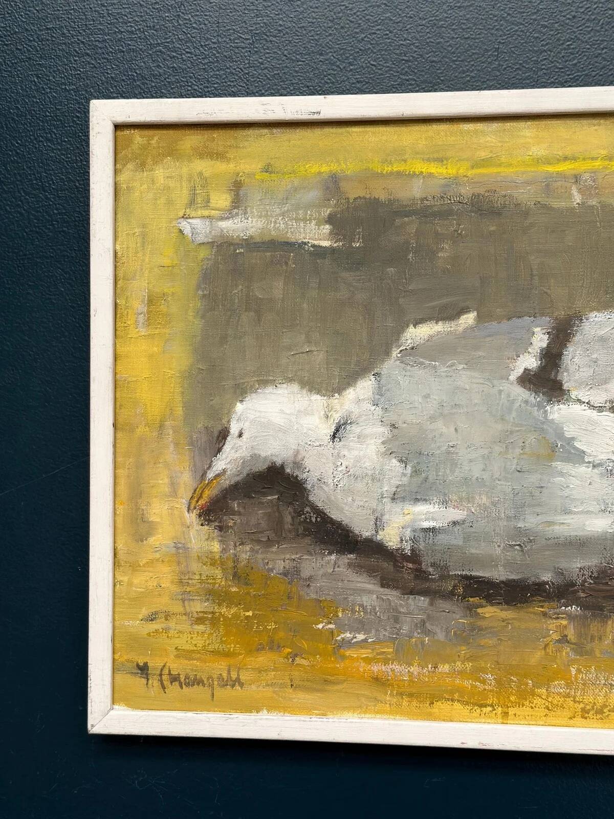 Original Swedish Oil on Canvas – “Seagull” by Ingeborg Stragnell – Signed