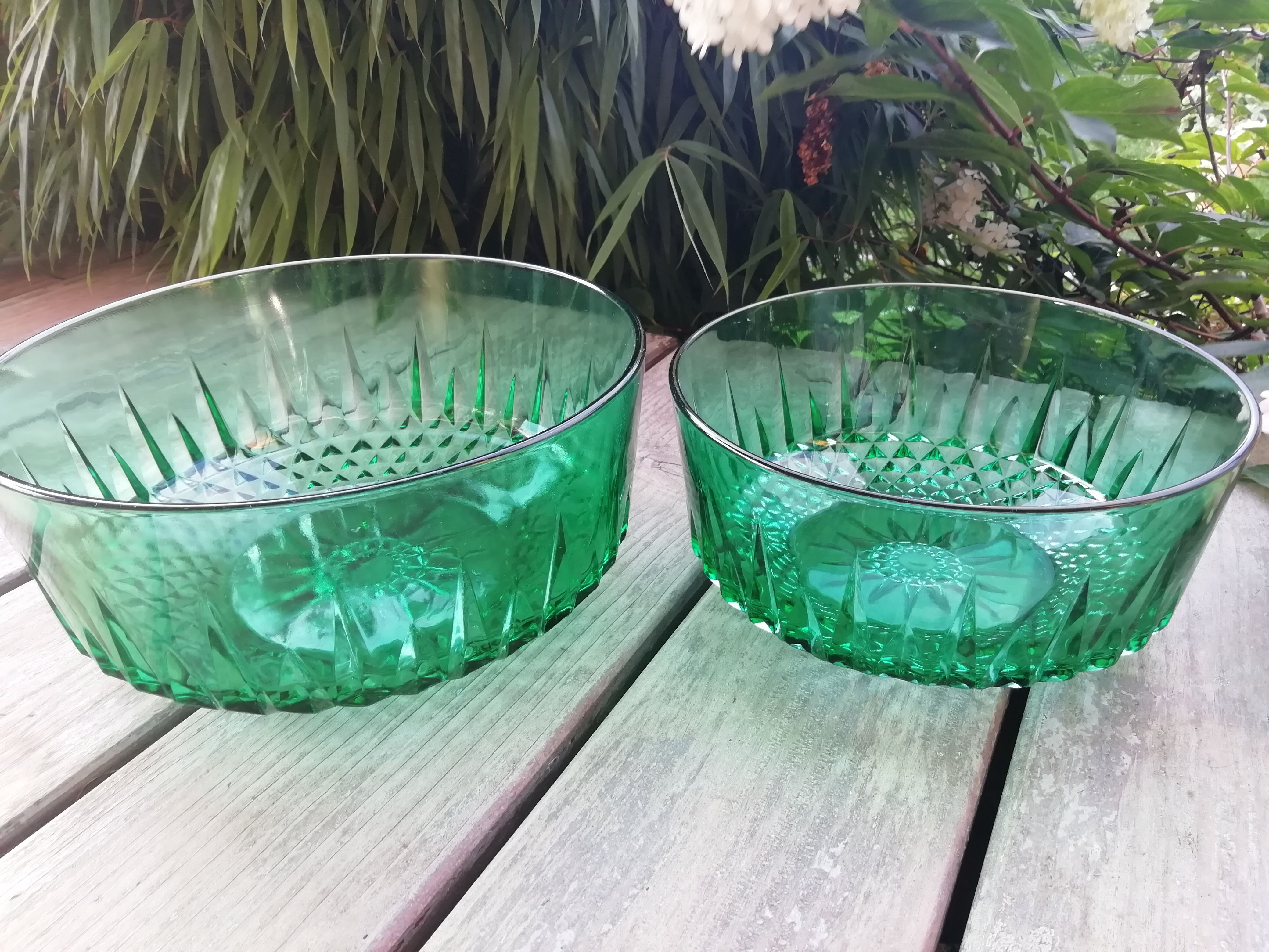 Pair Of Arcoroc Green Glass Bowls Selency