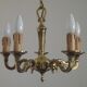 French Vintage 5 Light Quality Brass Chandelier with Scroll Acanthus Arms 5452