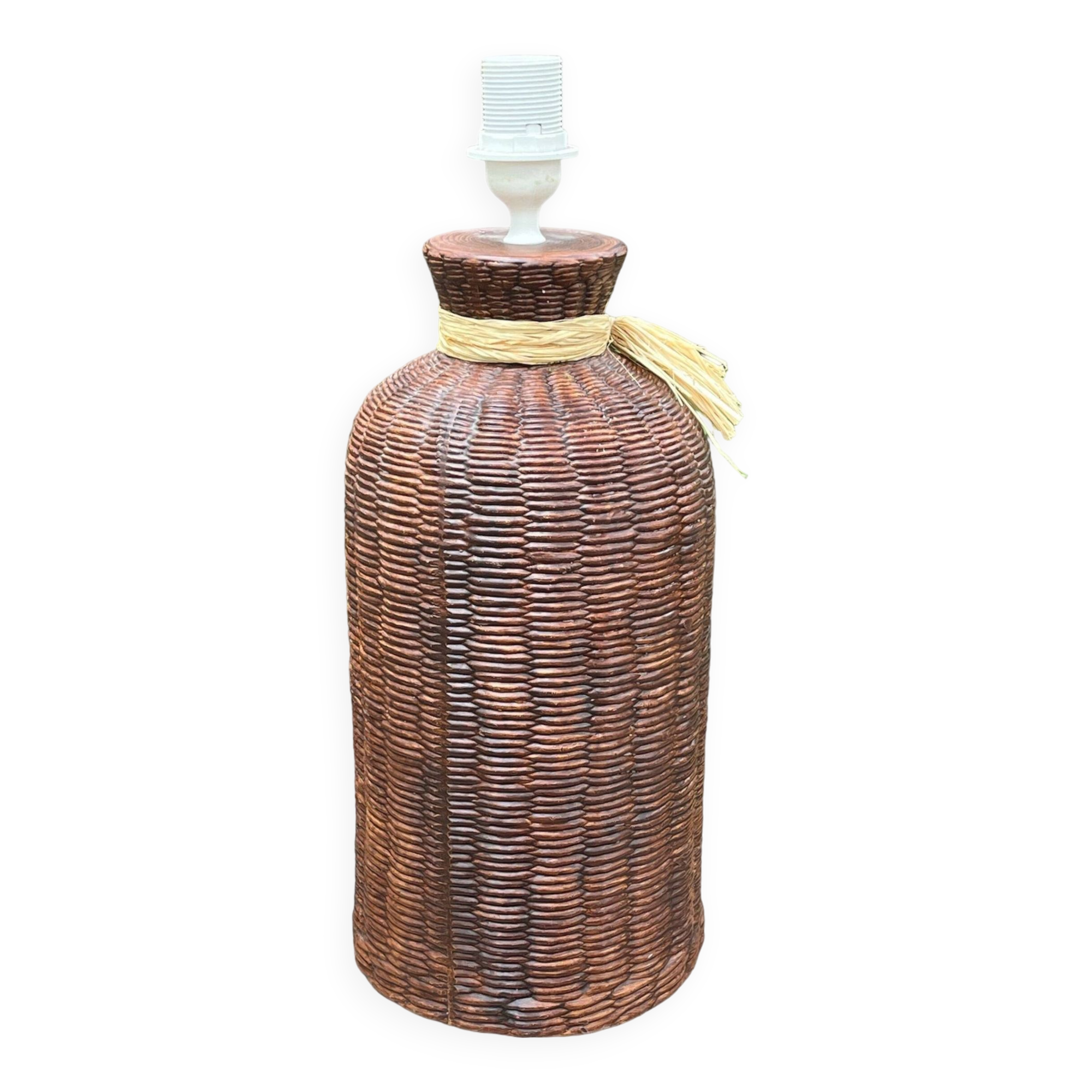 Large vintage 80s ceramic trompe l'oeil lamp