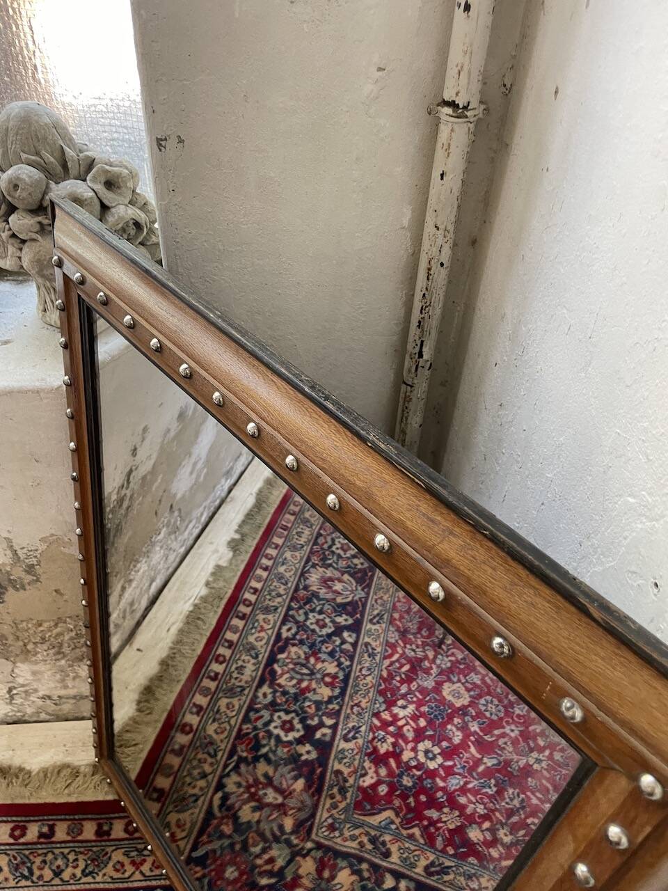 1900 wooden mirror with nails