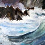 Framed oil on canvas signed Menou seascape