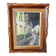 Old wooden frame worked with paint