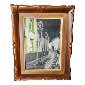 Old wooden frame worked with paint