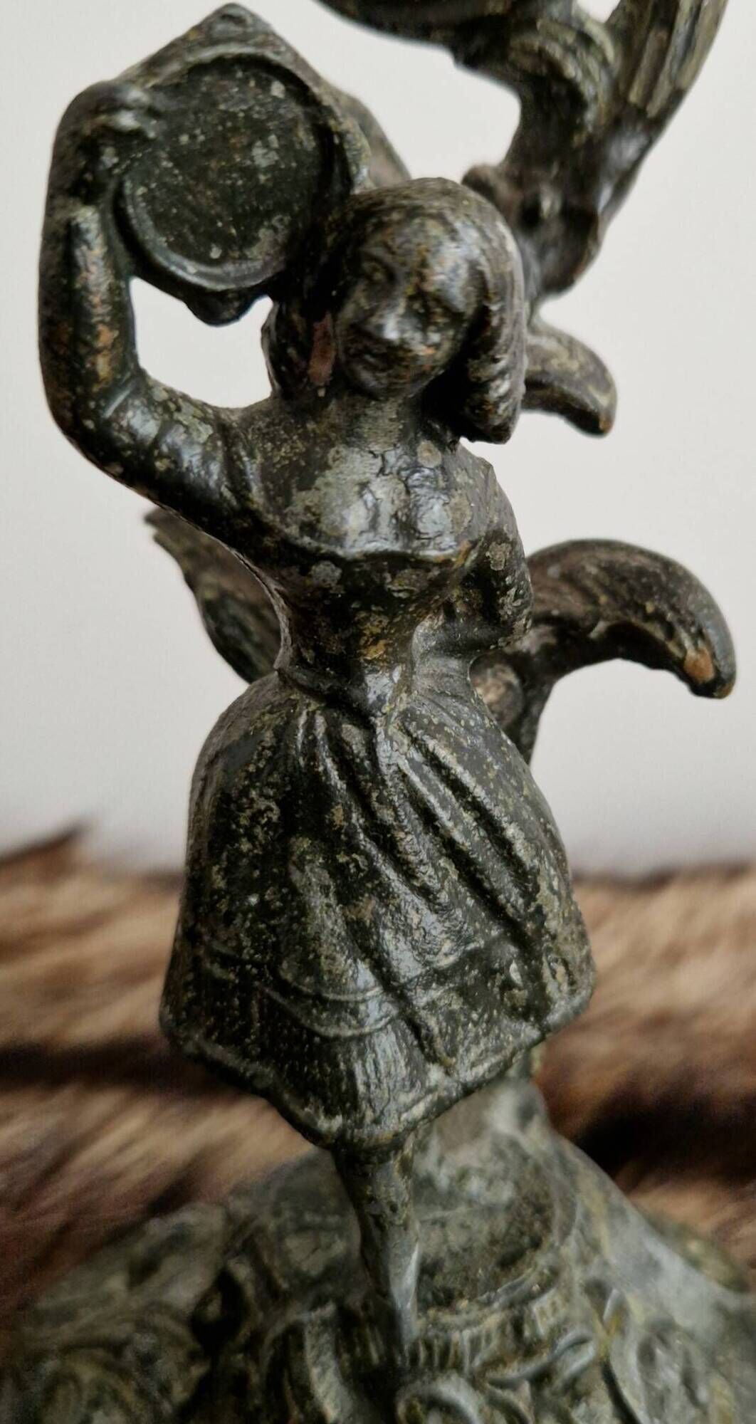 Ornamental candlestick in patinated bronze – Louis XV Rococo style – 19th century