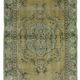 Tapis kilim vintage turc – vert pastel et beige 213x130 cm