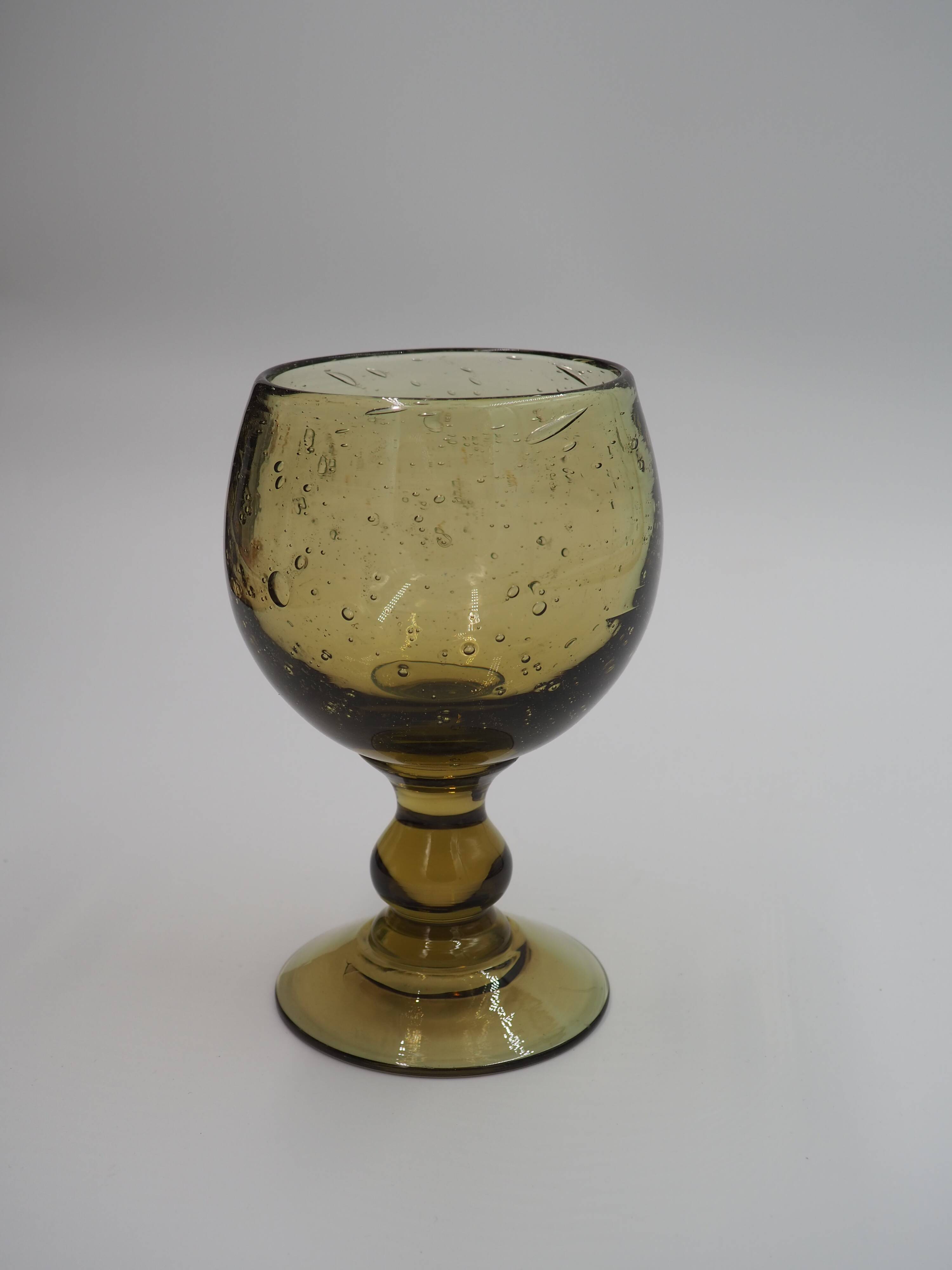 Biot green stemmed glasses