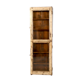 Burmese teak wall shelf with original ecru patina