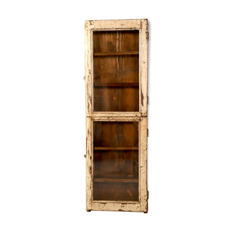 Burmese teak wall shelf with original ecru patina