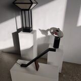 Japanese lamp in black lacquered wood and rice paper H:75cm
